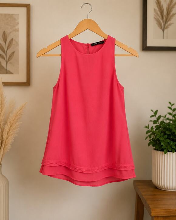 Zara Tops - ZARA Basic Women’s Coral Sleeveless Blouse Top Size XS